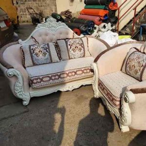 7 SEATERS SOFA CHAIRS - QUALITY DESIGNED ROYAL CREAM & BROWN (LEWO)