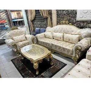 7 SEATERS SOFA - QUALITY DESIGNED WITH CENTER TABLE & 2 SIDE STOOLS (AUSFUR)