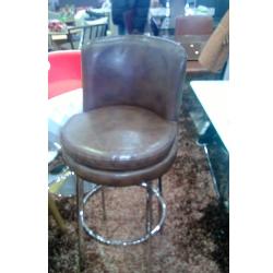 BAR STOOLS - QUALITY DESIGNED BROWN ROUND (ROMIN)