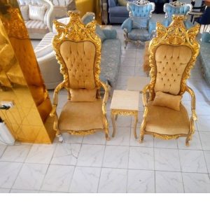 CHAIRS & A STOOL - QUALITY DESIGNED 2 ROYAL GOLD (SETIN)