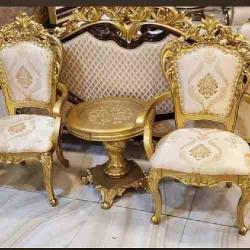 CHAIRS & SIDE STOOL - QUALITY DESIGNED 2 CREAM & GOLD (SOFU)