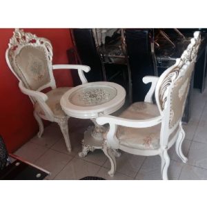 CHAIRS & TABLE - QUALITY DESIGNED ROYAL WHITE(MOBIN)