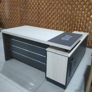 OFFICE TABLE - QUALITY DESIGNED GRAY & WHITE TOP WITH EXTENSION (AUFUR)