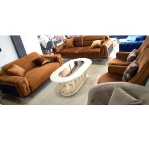 SOFA CHAIRS - QUALITY DESIGNED BROWN 7 SEATERS (WITHOUT TABLE & STOOLS) (SETIN)