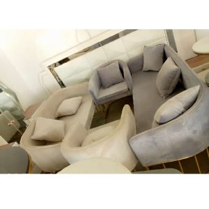 SOFA CHAIRS - QUALITY DESIGNED CREAM & GRAY 7 SEATERS (WITHOUT TABLE & STOOLS) (SETIN)