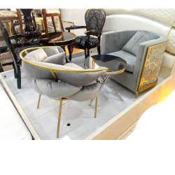 SOFA CHAIRS - QUALITY DESIGNED GRAY & GOLD (SETIN)