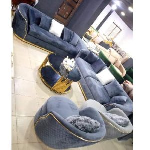 SOFA CHAIRS - QUALITY DESIGNED LIGHT BLUE 7 SEATERS (WITHOUT TABLE & STOOLS) (SETIN)