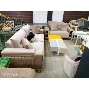 SOFA CHAIRS - QUALITY DESIGNED LIGHT BROWN 7 SEATERS (WITHOUT TABLE & STOOLS)(SETIN)