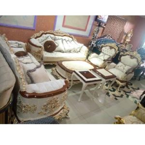 SOFA CHAIRS - QUALITY DESIGNED ROYAL CREAM 7 SEATERS (SETIN)