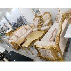 SOFA CHAIRS - QUALITY DESIGNED ROYAL CREAM & GOLD 7 SEATERS (SETIN)