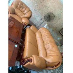 SOFA CHAIRS - QUALITY LIGHT BROWN WITHOUT CENTER TABLE (EKIN)