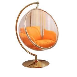 SWING CHAIR - QUALITY DESIGNED ROUND GOLDEN WITH ORANGE CUSHION - (CHILU)