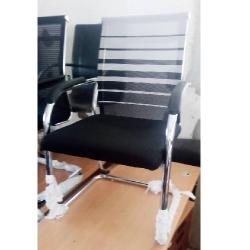 VISITOR`S CHAIR - QUALITY DESIGNED BLACK & WHITE STRIPE (ROMIN)