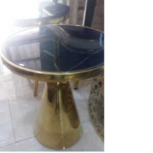 CENTER BASE TABLE - QUALITY DESIGNED GOLD & BLACK GLASS ROUND (MOBIN)