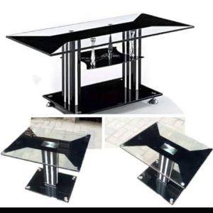 CENTER TABLE & 2 SIDE STOOLS - QUALITY DESIGNED GLASS (MOBIN)