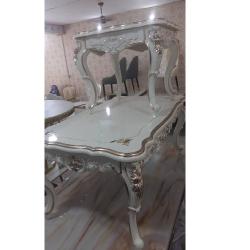 CENTER TABLE & 2 SIDE STOOLS - QUALITY DESIGNED GREY WITH TOUCH OF GOLD ROYAL (MOBIN)