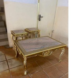 CENTER TABLE AND 2 SIDE STOOLS - QUALITY DESIGNED MARBLE TOP (MOBIN)