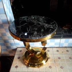 CENTER TABLE - QUALITY DESIGNED BLACK & GOLD MARBLE TOP (MOBIN)