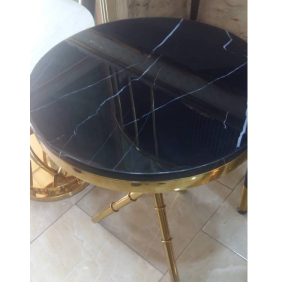 CENTER TABLE - QUALITY DESIGNED GOLD & BLACK MARBLE LEG (MOBIN)