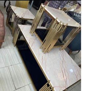 CENTER TABLE & SIDE STOOLS - QUALITY DESIGNED RECTANGULAR MARBLE (MOBIN)