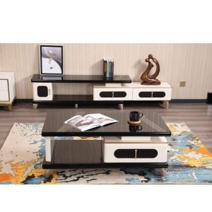 CENTER TABLE WITH TV STAND - QUALITY DESIGNED WHITE & BROWN (CHILU)