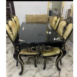 DINING SET - QUALITY DESIGNED BLACK & GOLD ANIMAL LEG (SOFU)