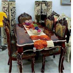 DINING SET - QUALITY DESIGNED BROWN WOODEN WITH 6 CHAIRS (MOBIN)