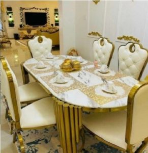 DINING SET - QUALITY DESIGNED CREAM AND GOLD (SOFU)