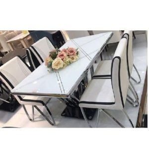 DINING SET - QUALITY DESIGNED SILVER & BLACK (ZIDFU)