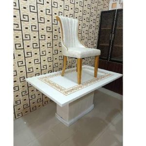 DINING SET - QUALITY DESIGNED WHITE & GOLD (ZIDFU)