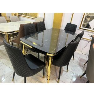 DINING TABLE - QUALITY DESIGNED BLACK MARBLE (AUSFUR)