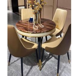 DINING TABLE - QUALITY DESIGNED ROUND MARBLE WITH 6 CHAIRS (SAINT)