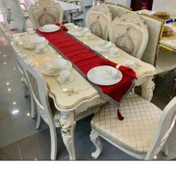 DINING TABLE- QUALITY DESIGNED ROYAL CREAM WITH 6 CHAIRS - (OKAF)