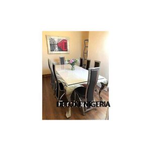 Dining Set - Marble Black Guane + 8 Dinning Chairs - Medium