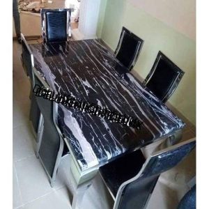 Dining Set - Marble Bukal + 6 Dinning Chairs - Medium