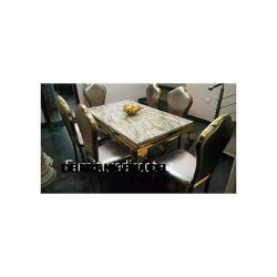 Dining Set Marble Goldan + 6 Dinning Chairs - Medium