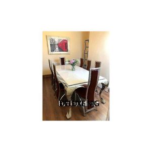 Dining Set - Marble Guane + 8 Dinning Chairs - Medium