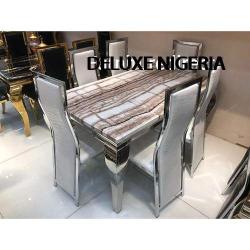 Dining Set Marble Klinch + 6 Seats - Medium