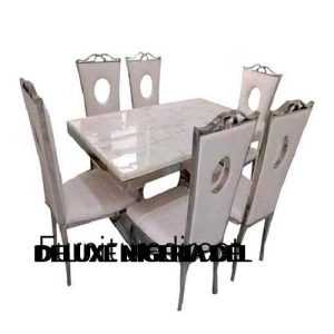 Dining Set - Marble Tital + 6 Dinning Chairs - Medium