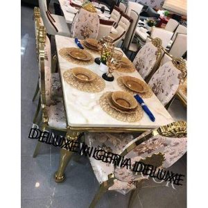 Dining Table - Marble With Six Chair (I) - Medium