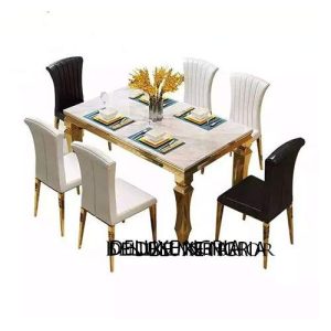 Dining Table - Marble With Six Chair (II) - Medium