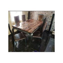 Dining Table Marble With Six Sitting Chairs - Medium