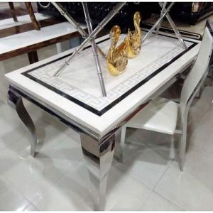 Dining Table Set - Leveluk JWILTON Marble With Chairs (II) - Medium