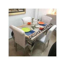 Dining Table - TOP Marble + 4 Sitting Chairs - Medium