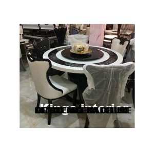 Dinning Set - Elegant Italian Round Marble With 6 Chairs - Medium