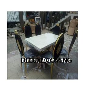 Dinning Set - Exotic Gold Marble With 6 Chairs - Medium