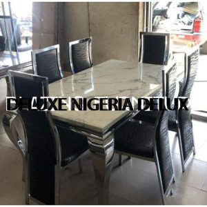 Dinning Set - Glamorous Marble With 6 Chairs - Medium