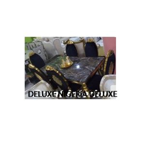 Dinning Set - Gold Marble + 6 Chairs