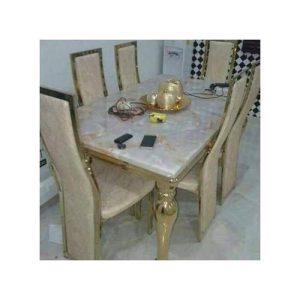 Dinning Set - Gold Marble With 6 Chairs (1) - Medium