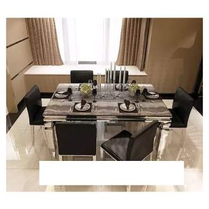 Dinning Set Marble + 6 Dining Chairs - Medium